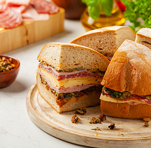 Muffuletta with Kayem Pastrami